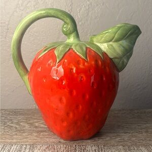 Vintage Strawberry Ceramic Pitcher